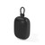 Black portable Bluetooth speaker with carry strap, front view
