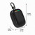 Black portable speaker with strap, dimensions 15.2 x 8.1 x 4.8 cm