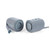 Pair of blue portable wireless speakers, side by side, shown from base with fabric strap