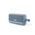 Blue portable speaker with rounded edges and a loop, shown angled on a white background