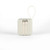 Cream portable charger with two built-in charging cables and a carry loop, front view