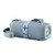 Light blue portable Bluetooth speaker with fabric cover, strap and side LED ring
