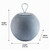 Blue round portable speaker with dimensions shown: 21 cm wide, 21 cm long, 18 cm high