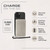 Cream portable charger with dimensions shown: 10.5 x 6.9 x 1.1 cm