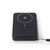 Black wireless charging pad with LED indicator, shown flat on white background