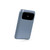 Blue portable power bank with digital display showing 74 percent charge