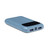 Blue portable power bank with dual USB and USB-C ports, shown at an angle.