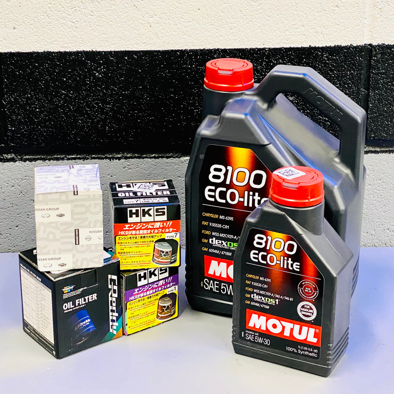 Motul 8100 ECO-lite 5W30 Complete Oil Change Package for SR Engine -  Oversized Oil Pan (89-01 S13/14/15) - Faction Motorsports