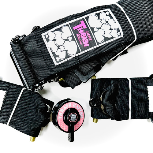 Thrash Racing FIA 4-Point Harness - Black w/ Hearts