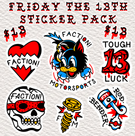 Faction! Motorsports "Friday the 13th" Sticker Pack