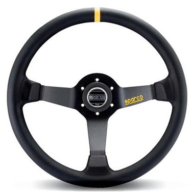 Sparco R345 Black Leather Steering Wheel - 350mm - Faction Motorsports