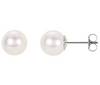 14K White Gold 7mm Akoya White Cultured AA Pearl Stud Earrings