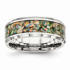 8mm Mens Stainless Steel Imitation Opal Inlay Wedding Band - WOW