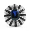 Sterling Silver .925 Created Blue Oval Sapphire & Spinel Gemstone Ring