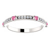 14K White Gold Diamond & Pink Sapphire Wedding Anniversary Band - Stackable