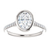 The Addison Ring Series - Forever One Moissanite 1.52CT Oval Cut Bezel Set Engagement Ring With Diamond Accents