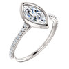 The Addison Ring Series - Bezel Set NEO Moissanite 1CT Center Marquise Cut Engagement Wedding Ring with Diamond Accents