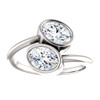 Forever One Moissanite 1.80CTW .90CT Each Oval Cut Bezel Set Two Stone Engagement Ring