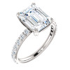 The Beverly Ring Series - Eternal  Moissanite 3.45CT Center Emerald Cut GH Color with Diamond Sides