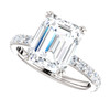 The Beverly Ring Series - Eternal  Moissanite 3.45CT Center Emerald Cut GH Color with Diamond Sides