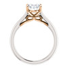 The Bowtie Solitaire - Eternal Moissanite 9x7 = 2.10CT Oval Cut Center - 14K White Gold / Rose Gold