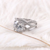 The Erica Ring Series - Eternal Moissanite 4CT Round Brilliant Cut Center Open Shank With Moissy Accents!  VIDEO BELOW!