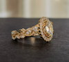 The Brandy Ring - Eternal Moissanite Oval Cut Art Deco Flower Design Engagement Ring