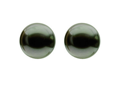 14K White Gold 10mm Grey/Black Tahitian Akoya Cultured Pearl Stud Earrings