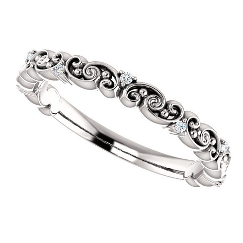 14kt Diamond Scroll Wedding Anniversary Band