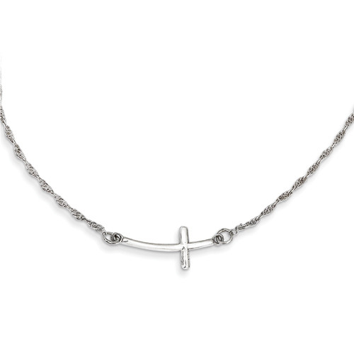 Sterling Silver .925 Sideways Cross Necklace 18" WOW