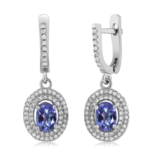 925 Sterling Silver Jewelry 2.72 Ct Oval Genuine Tanzanite Blue Mystic Topaz Earrings