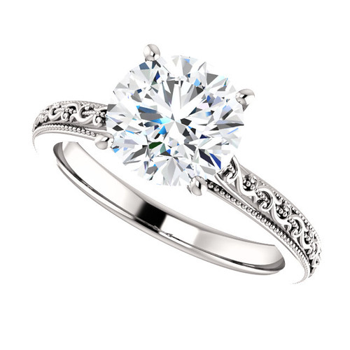 The Maven Ring Series - NEO Moissanite Round Cut Scroll Engagement Ring - Wedding Band Included