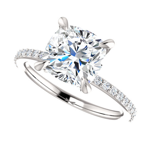 The Charlene Ring - NEO Moissanite 2.40CT Cushion Cut & Diamond Accent Solitaire Engagement Ring 