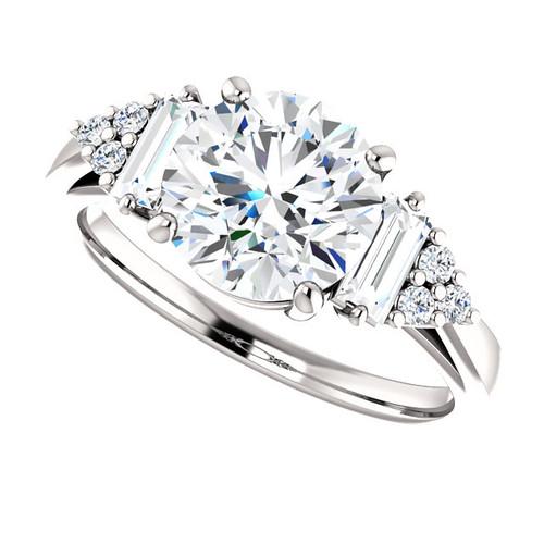 The Brecka Ring NEO Moissanite 1.90CT Center Round Brilliant Cut Engagement Wedding Ring with Diamond Accents