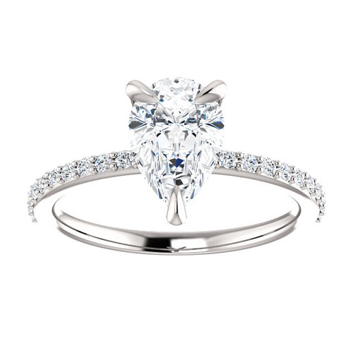 The Charlene 1.50CT NEO Moissanite GH Color Pear Cut & Diamond Solitaire Engagement Ring  - CUSTOM MADE