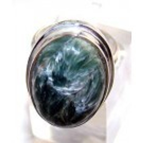 .925 Sterling Silver Seraphinite Gemstone Ring