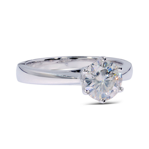 The Brooklyn Ring Series - 14K White Gold Eternal Moissanite 1.5CT Round Brilliant Cut Solitaire Engagement Ring - VIDEO BELOW
