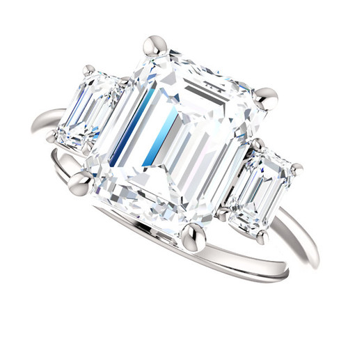 The Allie Ring Series  - Eternal  Moissanite 3.50CT Center Emerald Cut Three Stone Engagement Ring - STUNNING