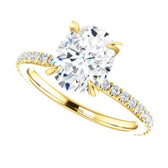 The Skyler Ring Series - Forever One Moissanite 8mm X 6mm Oval Cut Engagement Ring With Diamond Collar & Accents!  