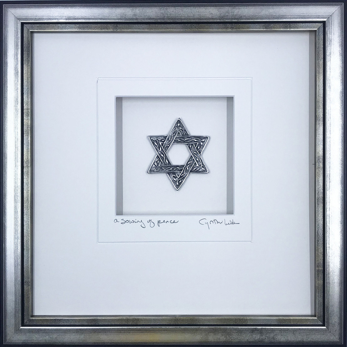 Star of David Framed 9x9 inch Pewter | Cynthia Webb Designs