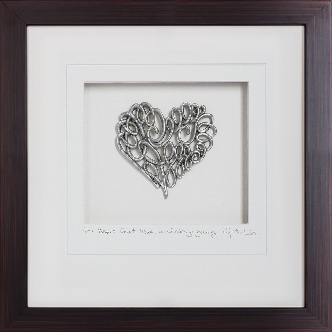 Scroll Heart Framed 10x10 inch Pewter | Cynthia Webb Designs