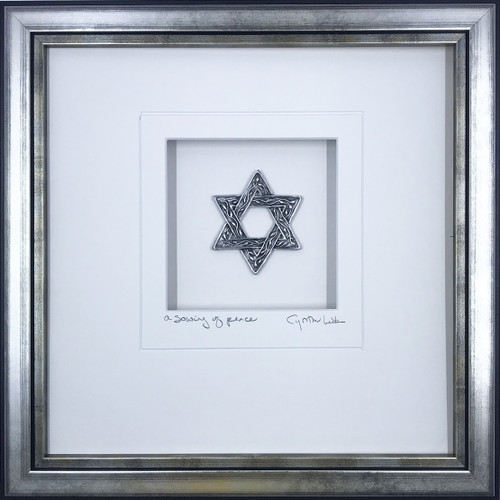 Star of David,  Wood finish frame, Religious, Spiritual, Confirmation Gift, Star of David Motif, Cynthia Webb Designs, Signed and Titled Mat, Handcrafted in the USA