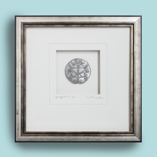 Perfect Union Silver finish frame,  9x9 inch, Tree of Life, Wedding & Anniversary,  Arts & Crafts Motif, Cynthia Webb Designs, Signed and Titled Mat, Handcrafted in the USA