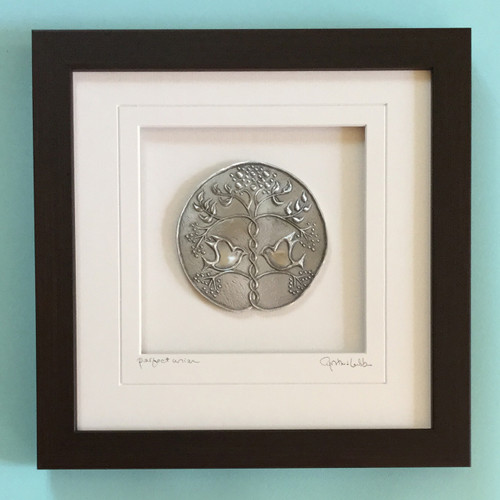 Perfect Union, Wood finish frame, Tree of Life,  Wedding & Anniversary, Arts & Crafts Motif, Cynthia Webb Designs, Signed and Titled Mat, Handcrafted in the USA