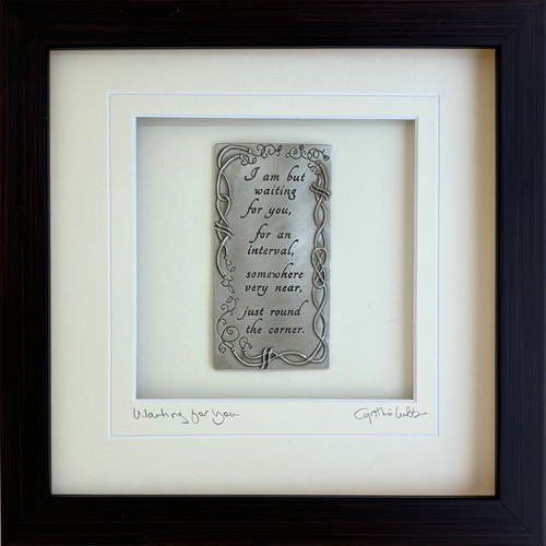 Waiting For You quote wood frame 10x10 inch, Memorial, remembrance Motif, Cynthia Webb Designs, Signed and Titled Mat, Handcrafted in the USA