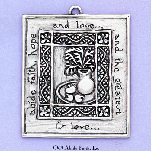 Abide Faith Ornament on ribbon with gift card, Cynthia Webb Designs, Handcrafted in the USA