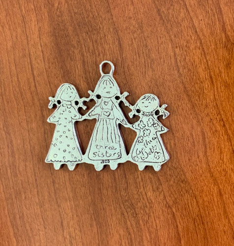 Three Sisters Sterling Silver pendant, back, Sisters, Mothers, Daughters, Friends, Cynthia Webb Designs, Handcrafted in the USA