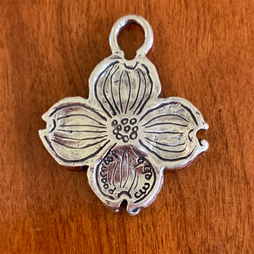 Dogwood Blossom back, Sterling Silver pendant, Cynthia Webb Designs, Handcrafted in the USA