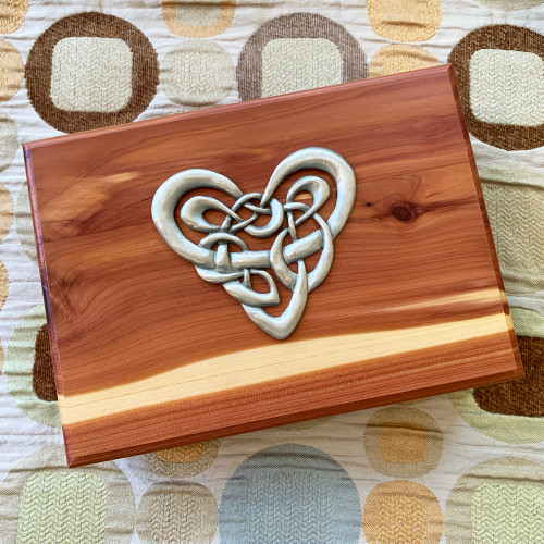 Pewter Celtic Heart on American Cedar Box, Cynthia Webb Designs. Handcrafted in the USA