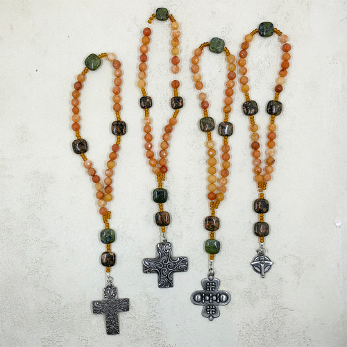 Bead Option: Stone - Salmon Agate with Green Stone Beads - Limited Stock